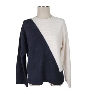 Stockholm Atelier Other Stories Sweater Sz S Black Ivory Oversized Wool Yak Hair